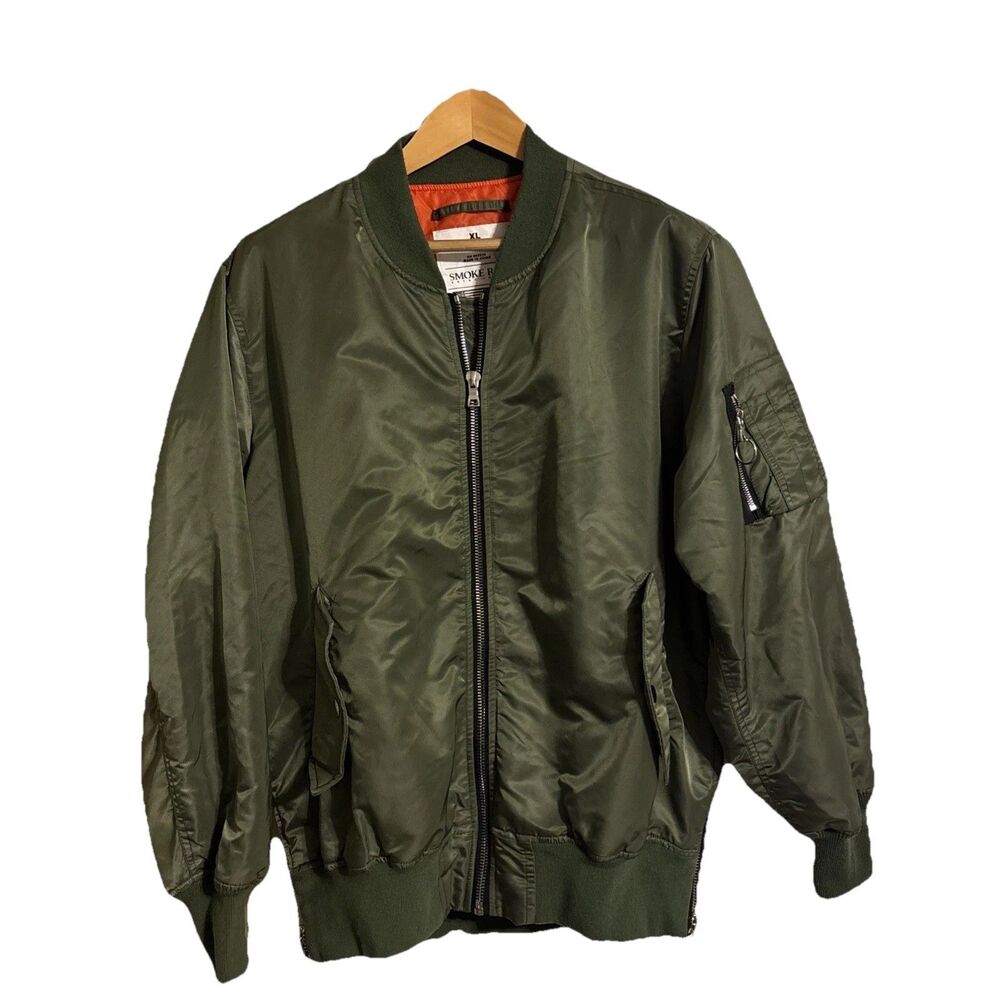 Men's Smoke Rise Nylon Military Flight Bomber MA-1 Style Jacket XL Rn 82930
